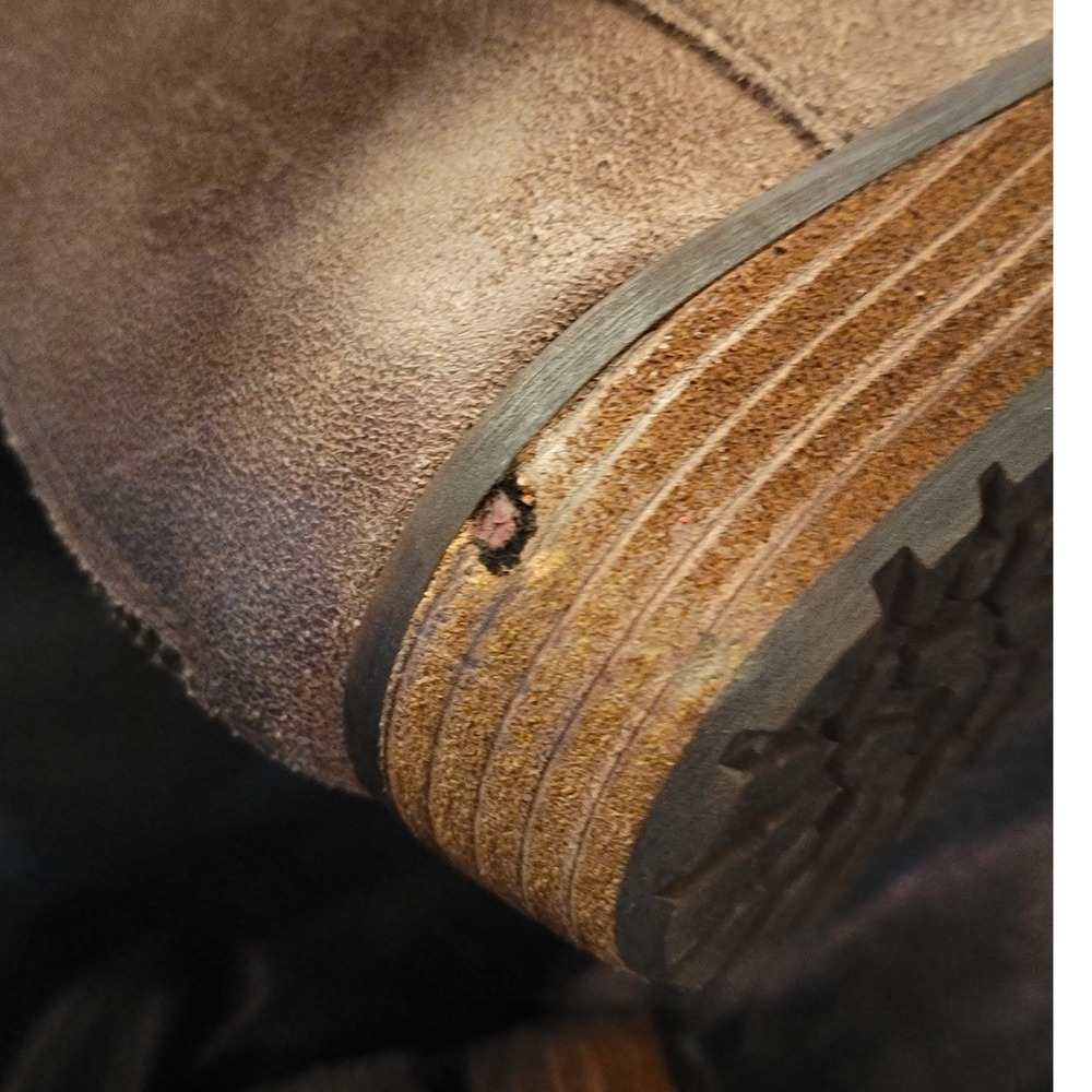 Born Kerri Distressed Brown Suede V-Cut Ankle Boots Back Zip Womens 7.5M - Picture 6 of 8
